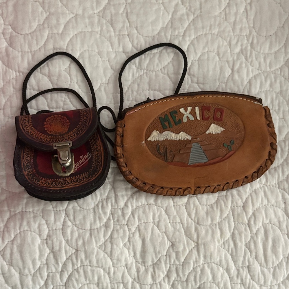 Vintage Leather Coin Purse Set